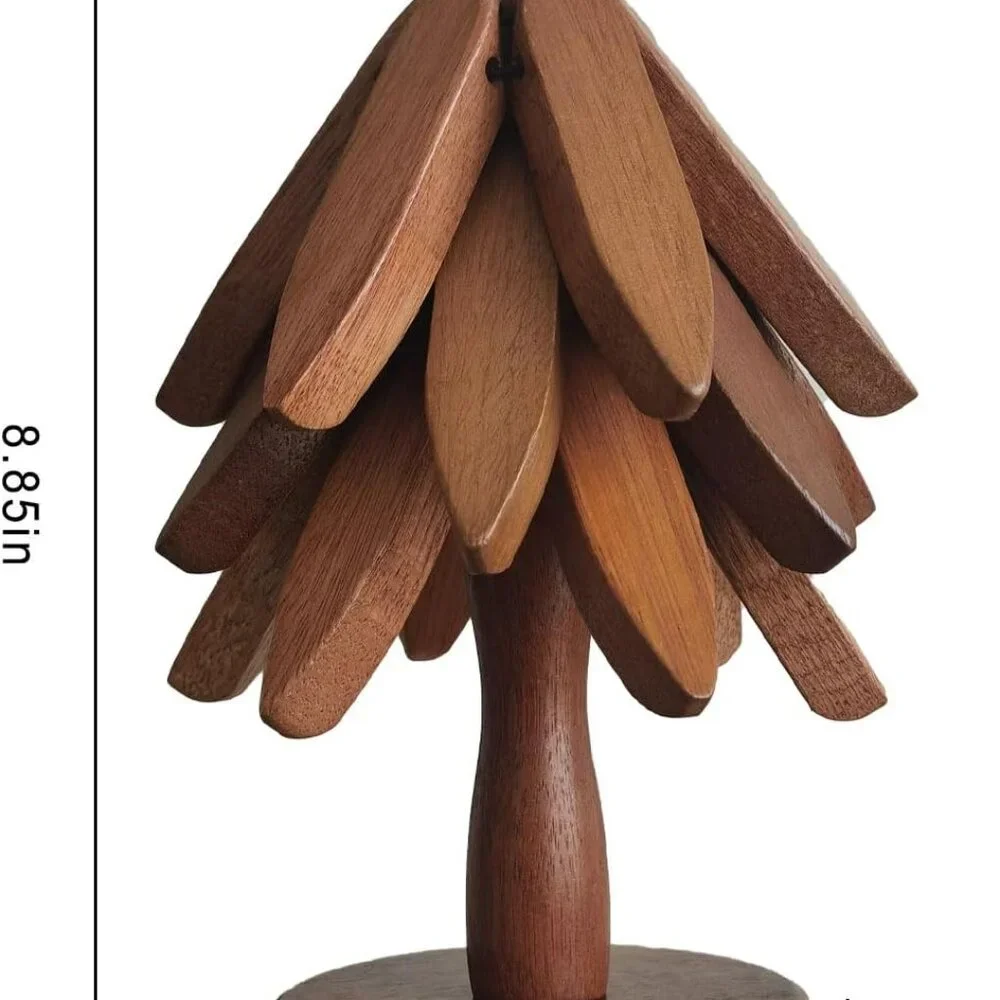 Wooden Trivets for Hot Dishes, 3 Wooden Tree-Trivet Set, Wood Coasters Like Chri